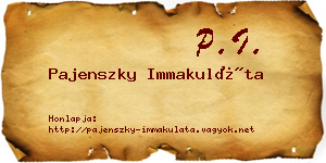 Pajenszky Immakuláta névjegykártya